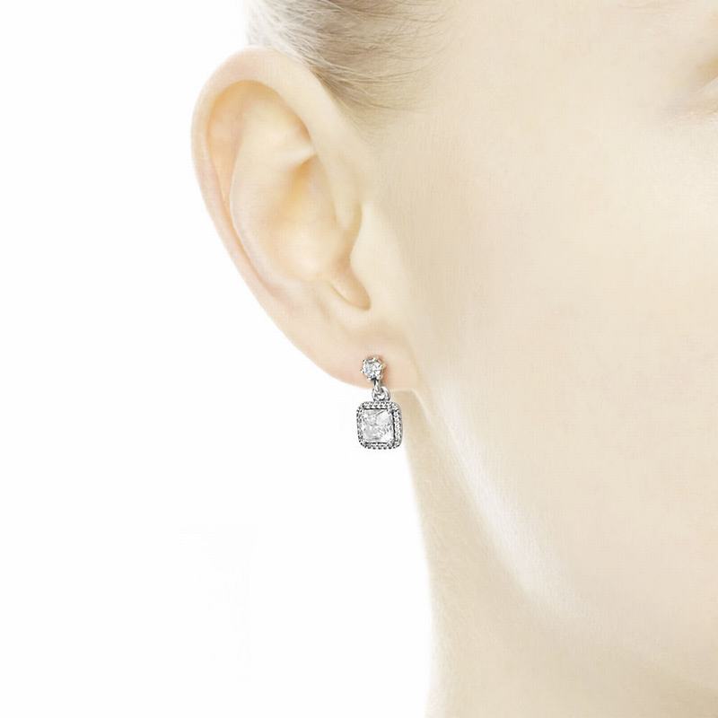 Pandora Timeless Elegance Drop Earrings Outlet NZ, Sterling Silver (123974-MAL)